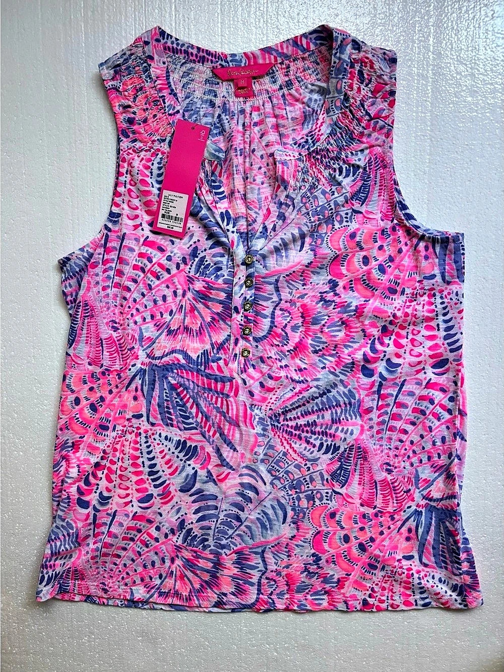 Lilly Pulitzer Essie Sleeveless Tank Top - Raz Berry Sea You Soon - NWT, size Me